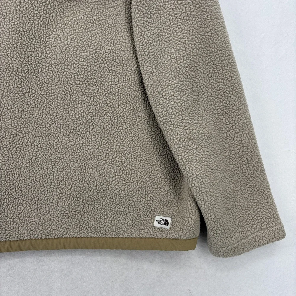 The North Face Cragmont Pullover Mens Large Beige Sherpa Fleece Snap Hiking Work
